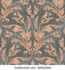 Faux fabric flora damask pattern seamless vector background tile