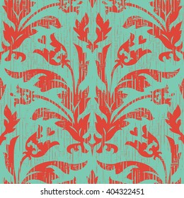 Faux fabric flora damask pattern seamless vector background tile