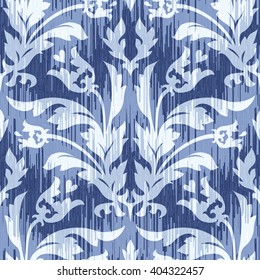Faux fabric flora damask pattern seamless vector background tile
