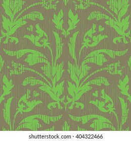 Faux fabric flora damask pattern seamless vector background tile