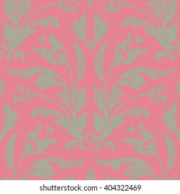 Faux fabric flora damask pattern seamless vector background tile