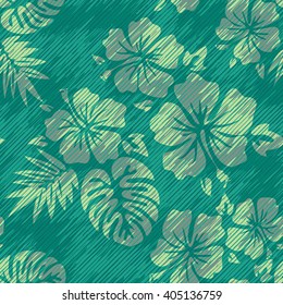 Faux fabric green pattern seamless vector background tile
