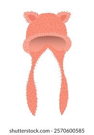 Faux fur hat with cat ears. Fashion fur winter hat. Hand drawn illustration