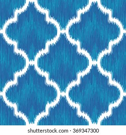 Faux ikat fabric moroccan pattern seamless vector background tile
