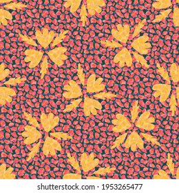 Faux Leder und Blumen Textur, Vektorgrafik nahtloser Muster Hintergrund. Hintergrund mit tropischer Farbe kombiniert transparente Schichten von Tierprint und Blütenblättern. Farbwiederholung für Verpackungen oder Gewebe