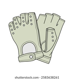 Faux leather half finger gloves mockup template vector design technical illustration.