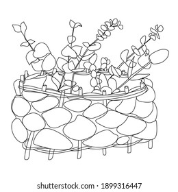 Faux Silver Dollar Eucalyptus Branch vector one line drawing|  Eucalyptus Photo- Botanical Print|Minimalist Art|Silver Dollar Leaves|Eucalyptus Branch one line art