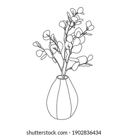 Faux Silver Dollar Eucalyptus Branch vector one line drawing| Eucalyptus Photo- Botanical Print|Minimalist Art|Silver Dollar Leaves|Eucalyptus Branch one line art