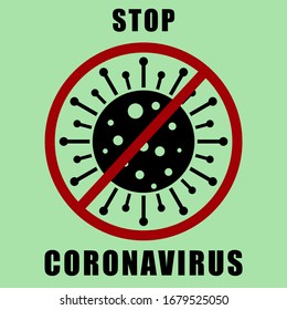 Favilavir antiviral drug to fight COVID-19, MERS-Cov, Novel coronavirus 2019-nCoV , Abstract virus strain model Novel coronavirus 2019-nCoV is crossed out with red STOP sign
