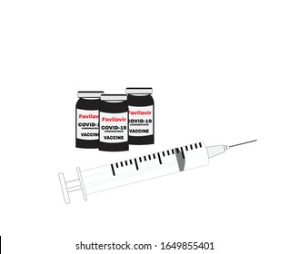 Favilavir covid-19 coronavirus vaccine, vector illustation.