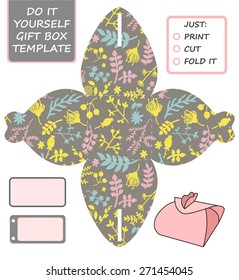 Favor, gift box die cut. Box template. Great for birthday or wedding gift packaging.