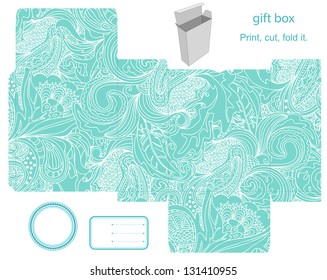 Favor, gift, product box. Abstract floral pattern.