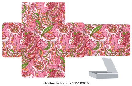 Favor, gift, product box. Floral abstract pattern.