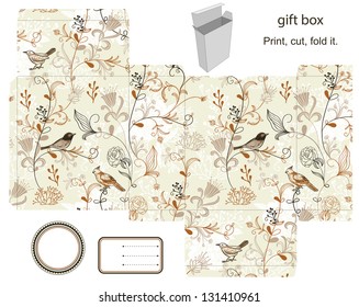 Favor, gift, product box. Nature pattern.