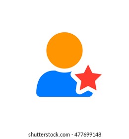 Favorite account symbol. user with star icon vector, solid logo illustration, colorful pictogram isolated on white