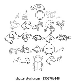 Favorite animal icons set. Outline set of 25 favorite animal vector icons for web isolated on white background