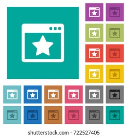 Favorite application multi colored flat icons on plain square backgrounds. Included white and darker icon variations for hover or active effects.