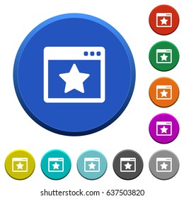 Favorite application round color beveled buttons with smooth surfaces and flat white icons