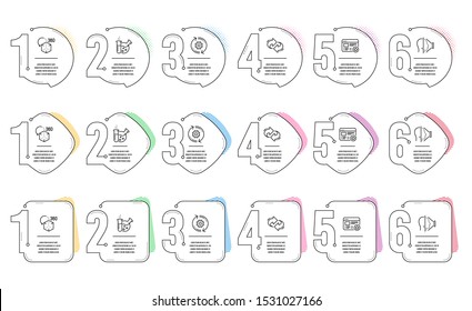 Favorite, Augmented reality and Chemistry lab line icons set. Infographic timeline. Cogwheel, Face id and Refresh signs. Star feedback, Virtual reality, Laboratory. Engineering tool. Vector