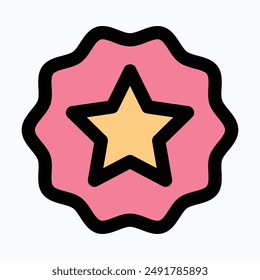 Lieblings-Badge, Stern, Badge-Vektorgrafik-Icon, isolierte lineare Vektorgrafik-Icon.