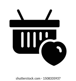 favorite basket glyph flat vector icon