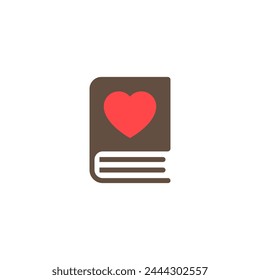 Favorite book icon with a heart inside. Vector on a white background.