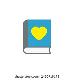 Favorite book icon with a heart inside. Vector on a white background.