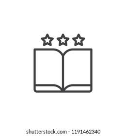 Favorite book outline icon. linear style sign for mobile concept and web design. Open book and rate stars simple line vector icon. Symbol, logo illustration. Pixel perfect vector graphics