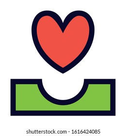 Favorite Bookmark Box. Heart. Simple Vector Color Icon.