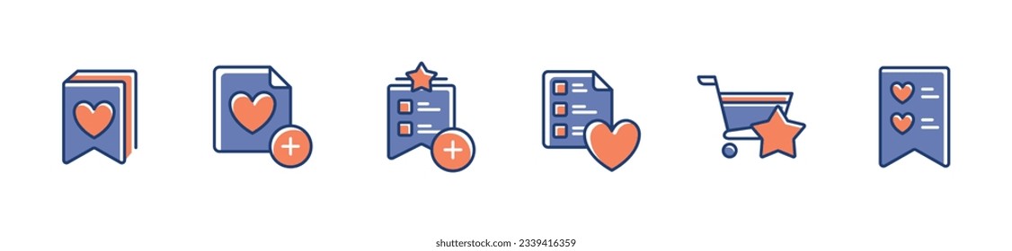 favorite bookmark icon set vector for wishlist label loved product online shopping collection symbol illustration for web and app design