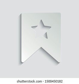 Favorite bookmark icon, vector illustration. Favourite symbol.  paper icon  with shadow