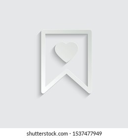 Favorite bookmark icon, vector illustration. Favourite symbol paper icon  with shadow  