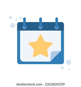 Favorite calendar date marked with a star. Perfect vector graphics