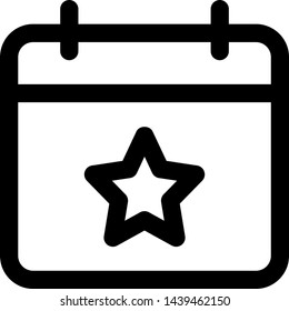 Favorite calendar with five pointed star sign