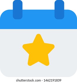 Favorite calendar with five pointed star sign