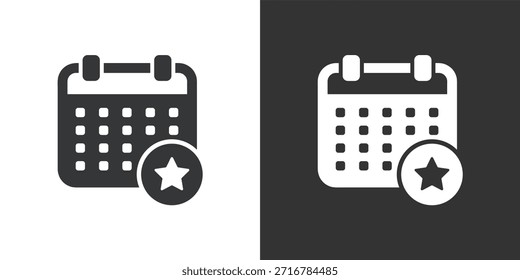 Favorite Calendar icon. Solid glyph series icon