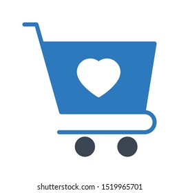 favorite cart glyph colour line vector icon
