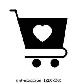 favorite cart glyph flat vector icon