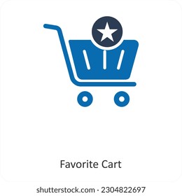 Favorite Cart and trolley icon concept