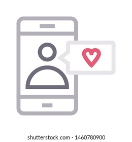 favorite chat colour line vector icon