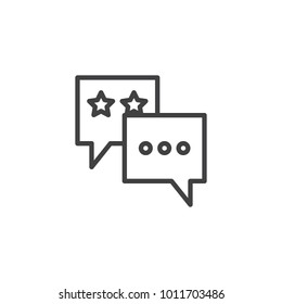 Favorite chat line icon, outline vector sign, linear style pictogram isolated on white. Speech bubble with stars symbol, logo illustration. Editable stroke
