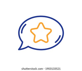 Favorite chat line icon. Speech bubble with star sign. Best symbol. Quality design element. Line style favorite chat icon. Editable stroke. Vector