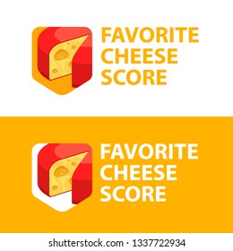 Favorite Cheese Store, Style Colorful Logo isolated on white and orange background