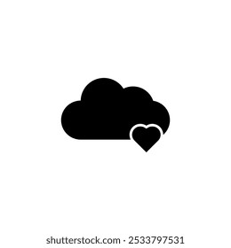 Favorite cloud storage vector icon. vector Cloud and heart glyph icon on white background..eps