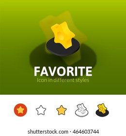 Favorite color icon, vector symbol in flat, outline and isometric style isolated on blur background