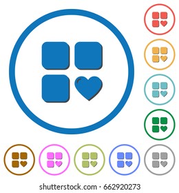 Favorite component flat color vector icons with shadows in round outlines on white background