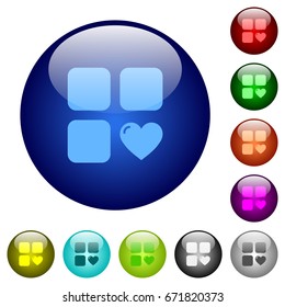 Favorite component icons on round color glass buttons