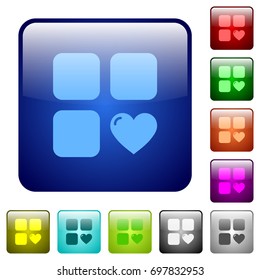 Favorite component icons in rounded square color glossy button set