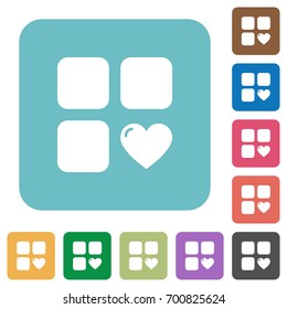 Favorite component white flat icons on color rounded square backgrounds