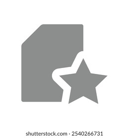 Favorite computer file with star. Stared file vector icon.